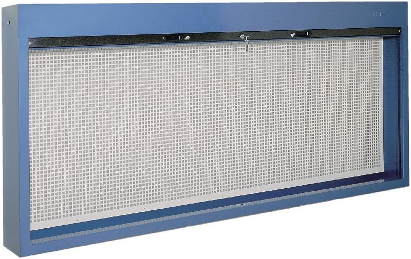Armoire murale 2000 mm avec panneau perforé et rideau métallique verrouillable - Rangement sécurisé pour outils Heco HE110204BL_0