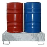 Bac de rétention longitudinal 220 litres en acier galvanisé - dimensions 1200x800x330 mm - avec caillebotis amovible_0