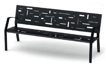 Banc public MONSEGUR - Assise et dossier en tôle d'acier - Réf. 127 - Jambes en fonte ductile_0