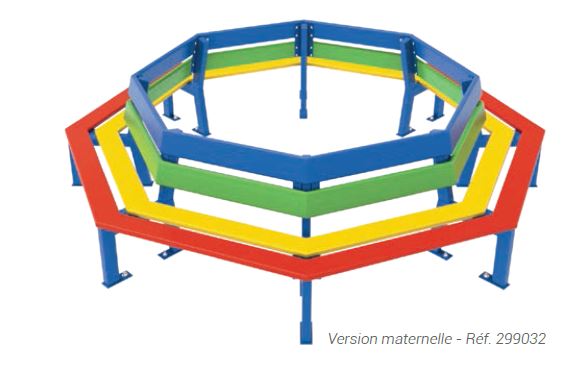 Banc octogonal tour d'arbre Silaos® Junior - structure en tube acier 30x50 mm peint, épaisseur 2 mm - hauteur d’assise maternelle ou primaire_0