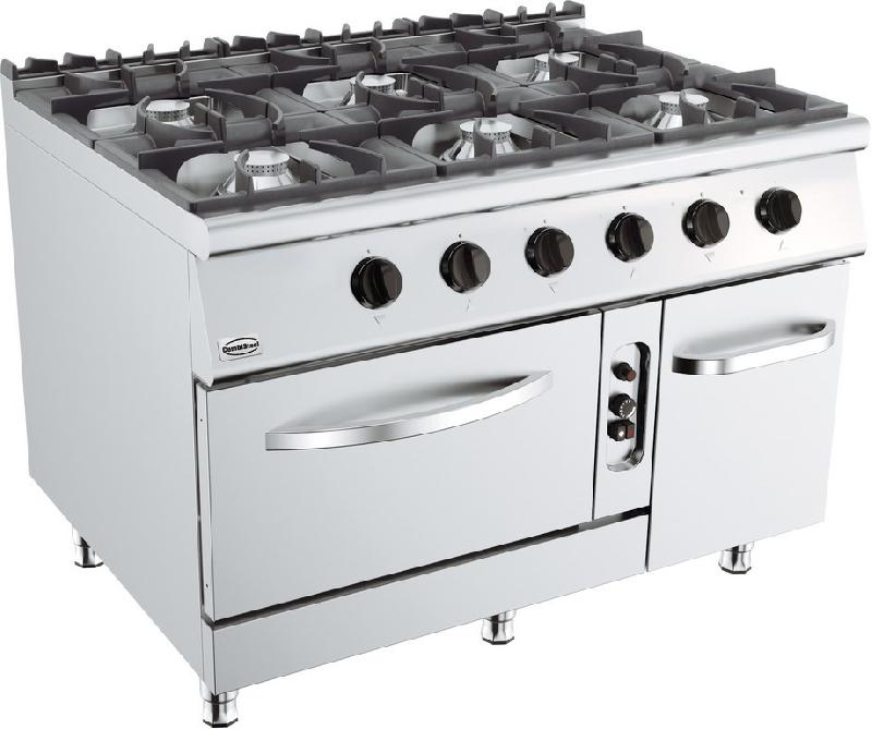 Cuisinière à gaz 6 brûleurs avec four à gaz - 1200x900x900 mm - 7178.3025_0