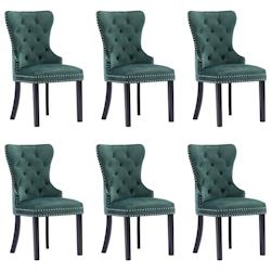 Décoshop26 - Lot de 6 chaises de salle à manger cuisine design classique velours vert foncé CDS022890 - 3000031841532_0