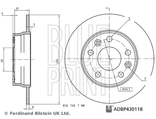 Disque de frein Blue Print ADBP430118 - pour assemblage arrière - disque plein_0