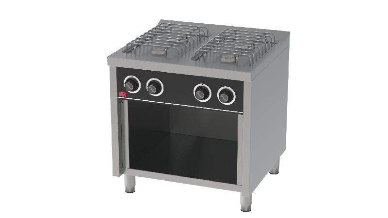 Fourneau à gaz professionnel gamme basic 4 feux vifs sur placard ouvert profondeur 750 mm - CB4F750E_0