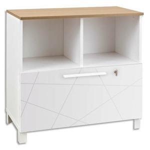 Gautier office rangement bas sunday blanc 2 cases, tiroir ds blanc graphic - dim. : l80 x h79 x p42 cm_0