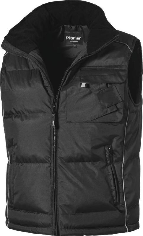 Gilet sans manche/doudoune noir - Pionier workwear - intérieur polaire, col montant et détails réfléchissants - 11577133_0