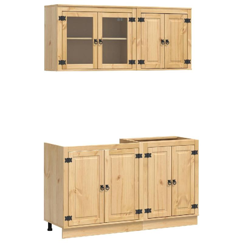 Helloshop26 - Armoire avec étagères design moderne rangement salon salle à manger 80 x 46 x 81,5 cm en pin massif miel 02_0056017 - Bois massif 300_0