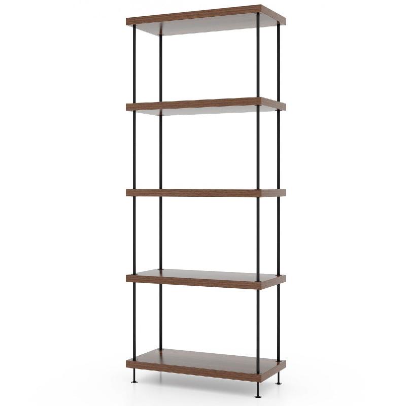 Helloshop26 - Étagère à 5 niveaux pour bibliothèque 60 x 29,5 x 147 cm euro design polyvalent finition grain de bois noyer 20_0019587 - 3000233025105_0