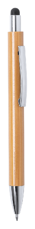 Stylo bambou - bille avec stylet, clip et pointe métal - encre bleue_0