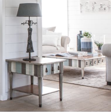 Table basse TU018 - bout de canapé - style Louis XVI - L 60 x H 55 x P 60 cm_0