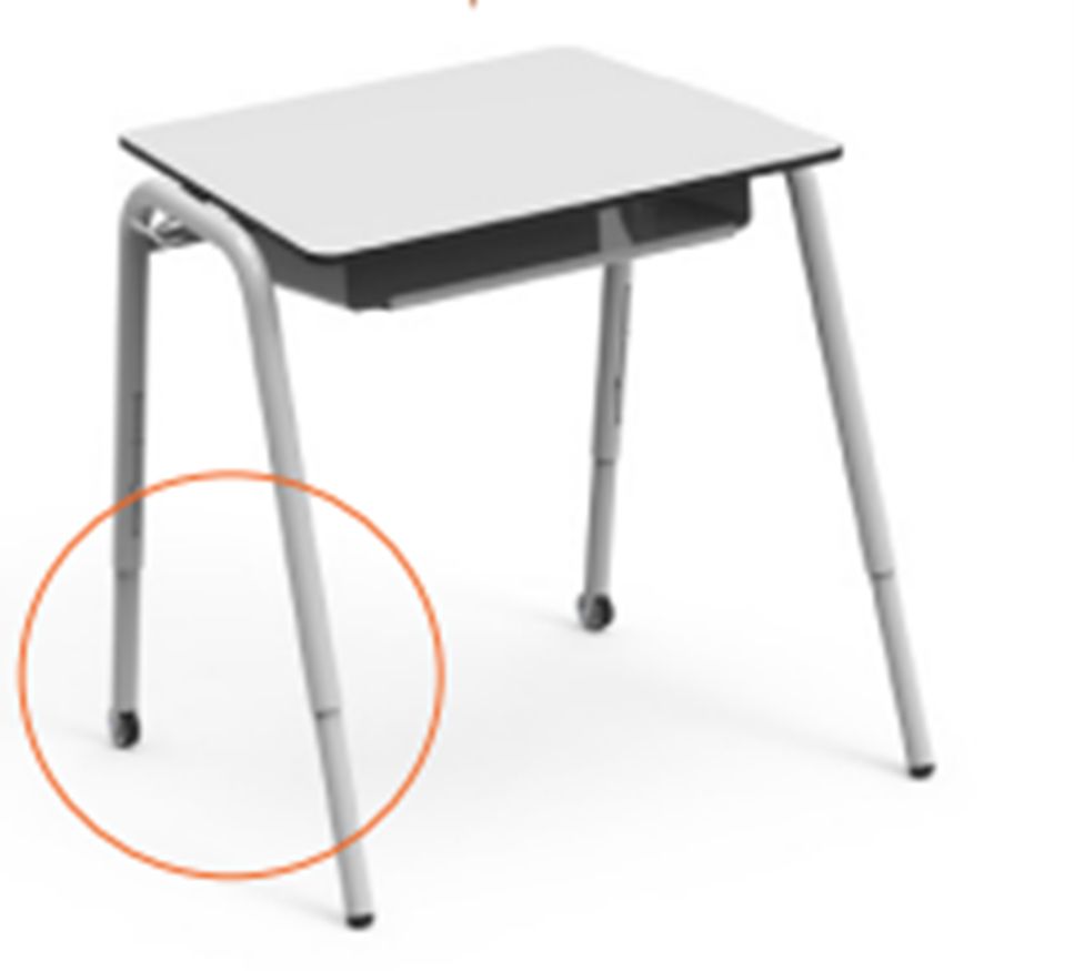 Table réglable en hauteur - Team Individuelle-E - métal, plateau trapèze en mélamine compacte, 64 à 76 cm_0