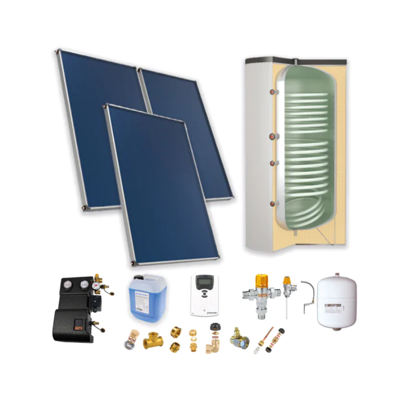 Astrea Pack B - CESI : 3 capteurs solaires fixation toiture inclinée + ballon préparateur ECS 300L double échangeur - Thermador - PSOLECSP33_0