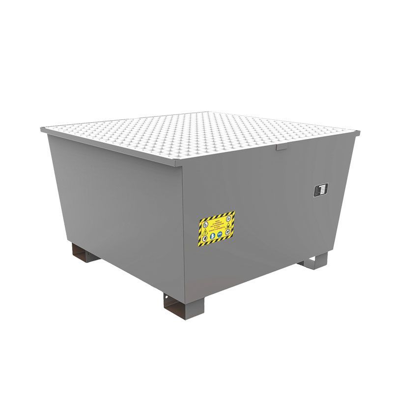 Bac de rétention en acier galvanisé - Stockage 1 IBC 1000L - Capacité 1000L - Charge 1500kg_0