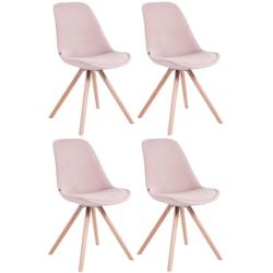 CLP Lot de 4 Chaises de salle à manger Toulouse Velours Pieds ronds bois Rose/Nature - violet textile 320462_0