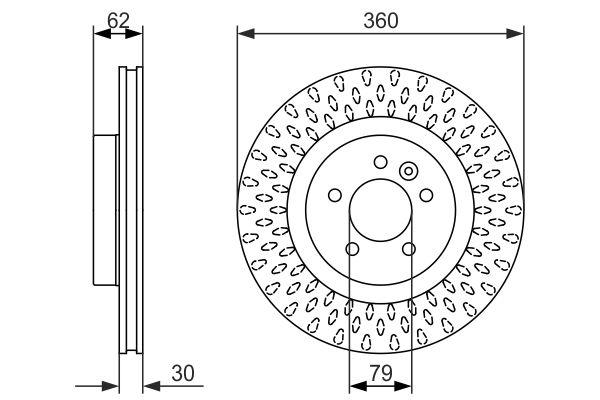 Disque de frein Bosch 0986479578 - ventilé - côté avant - 5 trous - épaisseur 30mm_0