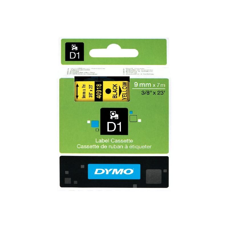 DYMO RUBAN TITREUSE DYMO D1 - ÉCRITURE NOIR / FOND JAUNE - 9 MM X 7 M - MODÈLE S0720730