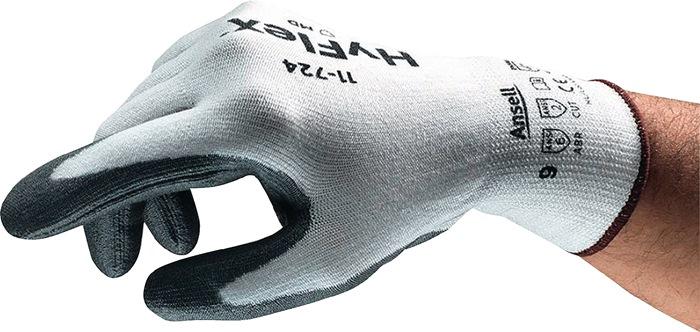 Gants de protection HyFlex® 11-724 - anti-coupures EN 388 Catégorie II - Taille 10 - Blanc/Gris - Fil Intercept™ avec revêtement PU - 12 paires ANSELL_0