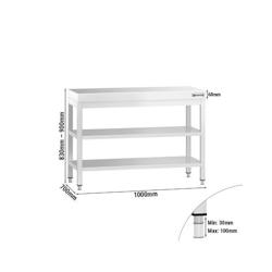 GGM Gastro Tables Inox de Travail Centrales Premium avec 2 étagères - Profondeur 700 mm - ATK107ZB - 4063326275909_0