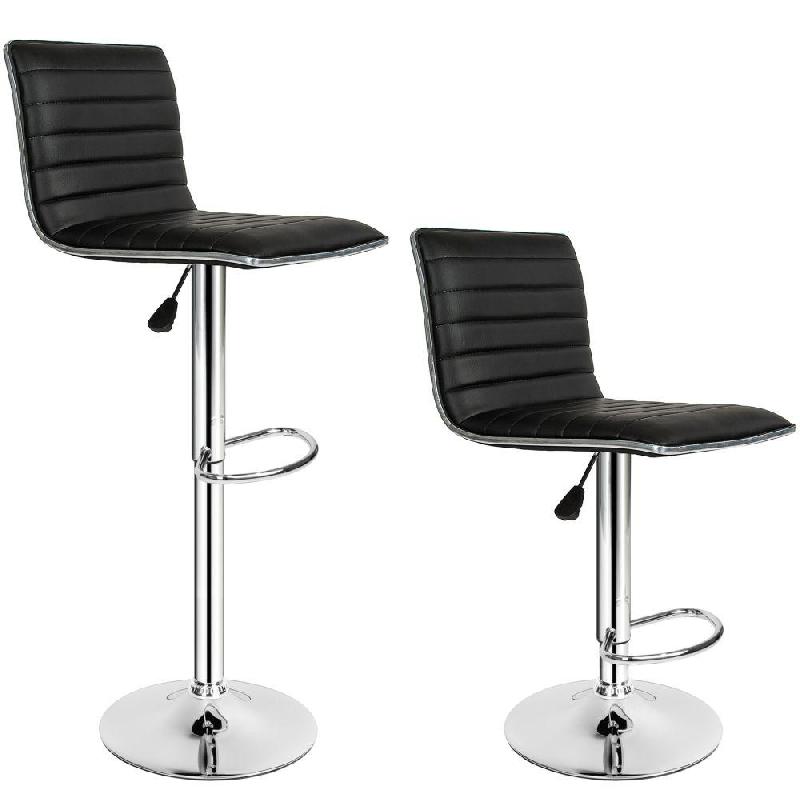 LOT DE 2 TABOURETS DE BAR HAUTEUR RÉGLABLE DESIGN MODERNE NOIR 1208007_0
