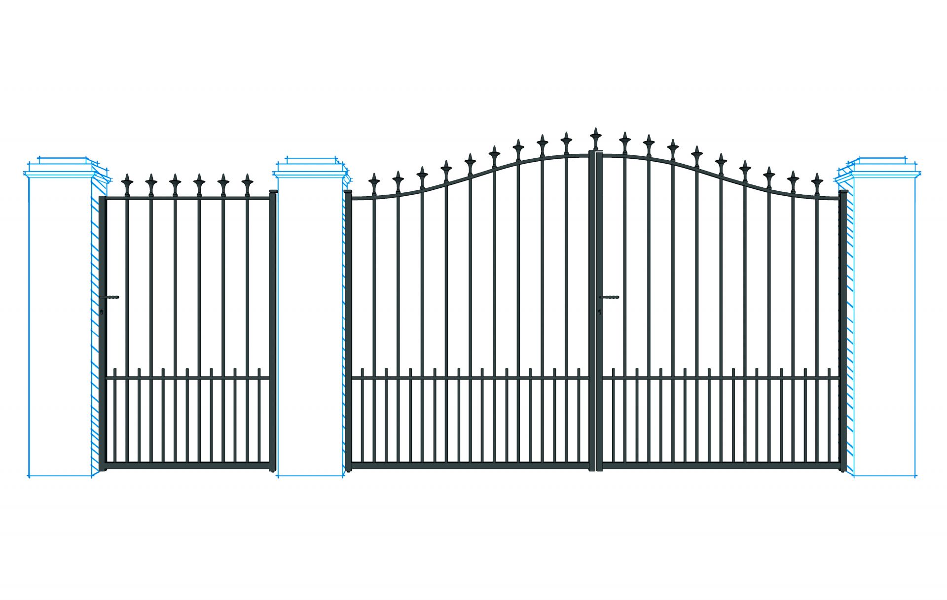Portail coulissant Ibiza fer de lance - fer plat 35x8 - ossature tube 35x35x2 - barreaudage tube diamètre 17x2_0