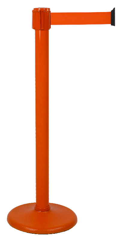 Poteau Alu Orange laqué à sangle Orange 3m x 50mm sur socle portable - 2053310_0