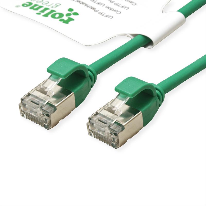 ROLINE GREEN Cordon DataCenter U/FTP Cat.6A (Classe EA), LSOH, slim, vert, 0,15 m_0
