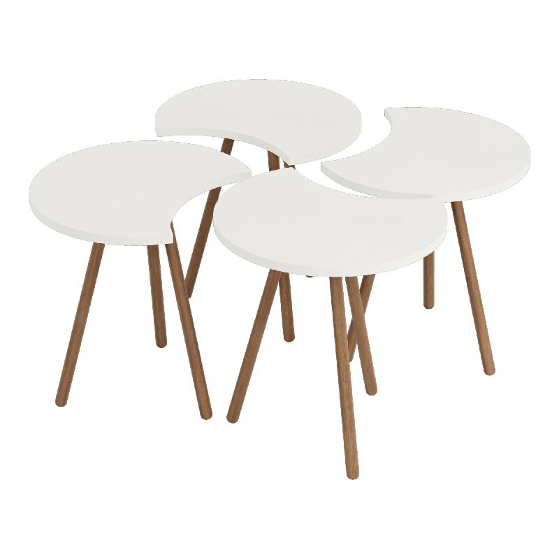 Set de 4 tables basses emboîtables 48 x 77 x 77 cm - Blanc - Modèle 03_0008525_0