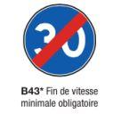 Signalisation verticale de police - Type B43 - Fin de vitesse minimale obligatoire_0