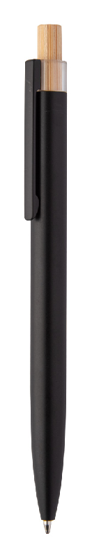 Stylo à bille en aluminium recyclé - bouton pression en bambou - encre bleue_0