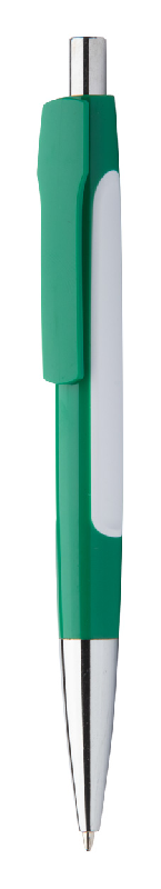Stylo à bille en plastique - large clip imprimable - encre bleue - couleur verte - 10g_0