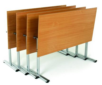 Tables pliantes Flip-top - plateau basculant en stratifié bois - pour salles de réunion et conférence_0