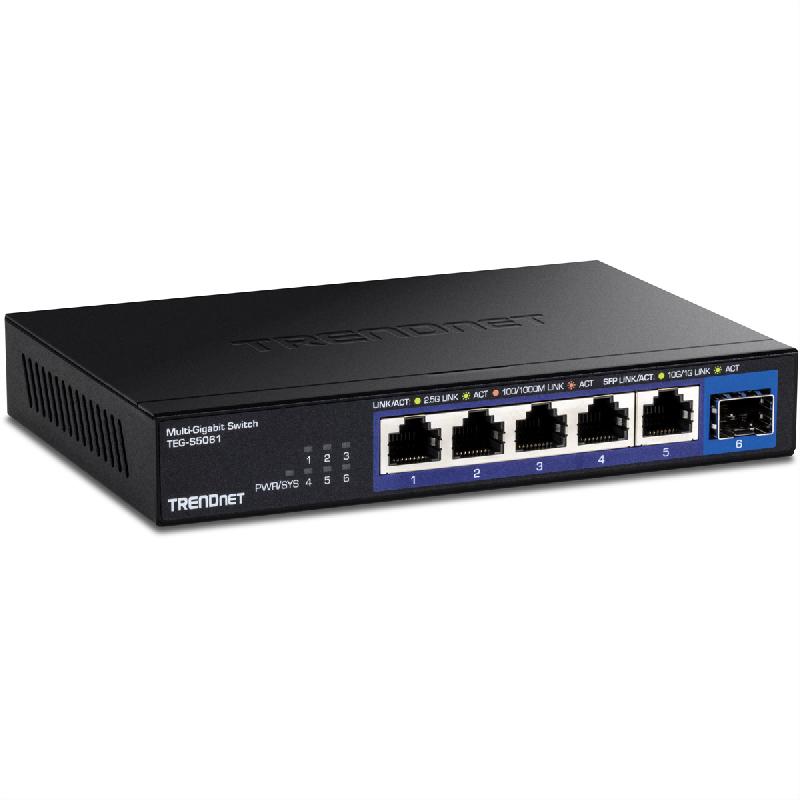 TRENDnet TEG-S5061 - Switch 2,5G à 6 ports, non administrable avec ports SFP+ 10G et boîtier métallique durable_0