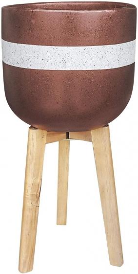 PT LIVING PT3398BR - Pots de fleurs Clay Brown/Grey - D. 30cm, H. 27cm, pieds H. 36cm - Present Time_0