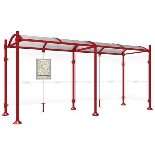 ABRI BUS PROVINCE 5 M 1 BARDAGE LAT. POMMEAU INOX ROUGE 3004 - PROCITY