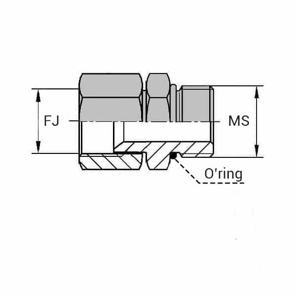 Adaptateur droit femelle tournant JIC x mâle SAE - 7/16' , 9.71 , 1/2' , 12.7_0