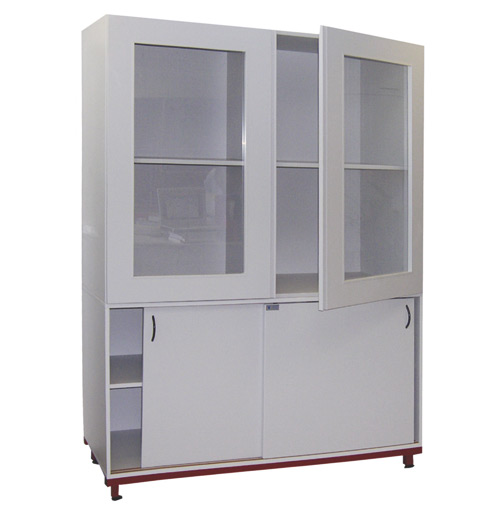 Armoire double-corps vitrées - portes battantes hautes & coulissantes basses - Profondeur 750 mm - Réf ADCVS-4 - BIOLAB_0