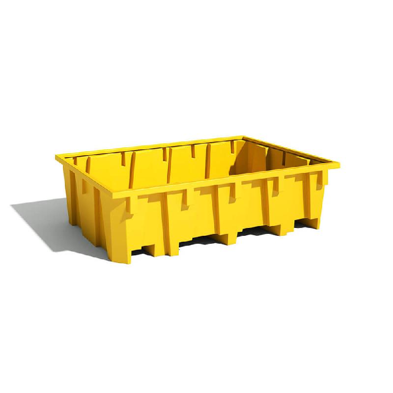 Bac de rayonnage en PE 1050L Jaune - 2180x1300x575 mm - Sans caillebotis - Passage de fourches_0