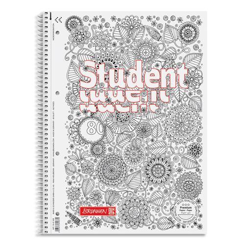 CAHIER BRUNNEN ZENART A SPIRALE A4 5X5 160 PAGES PERFOREES - MOTIF FLORAL