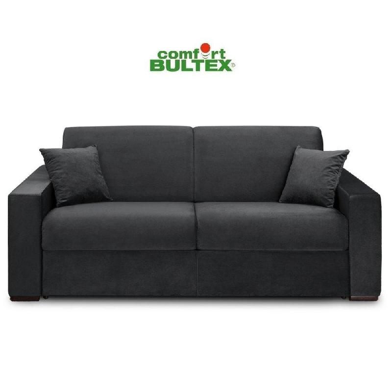 CANAPÉ CONVERTIBLE EXPRESS VOLOUTO MATELAS 160CM COMFORT BULTEX® 16CM SOMMIER LATTES RENATONISI VELOURS GRIS GRAPHITE_0