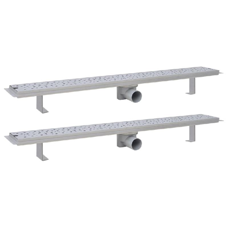 Caniveau drain de douche linéaire - 2 pièces 93 cm - Acier inoxydable - Débit 40 L/min - Modèle à bulles_0