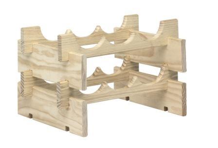 Casier à bouteilles 6 emplacements en bois brut - Empilable et personnalisable_0