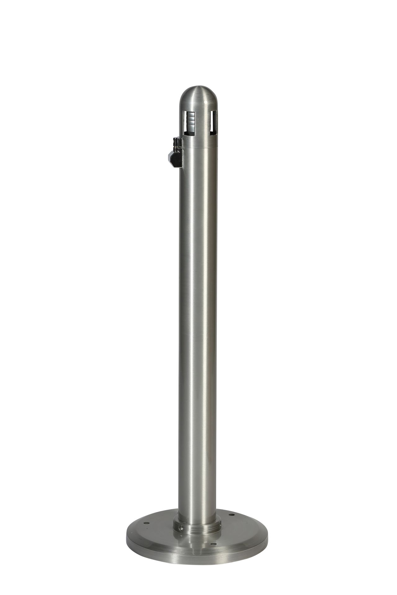 Cendrier sur pied en aluminium brossé - 4L - Antivol et anti-fumée_0