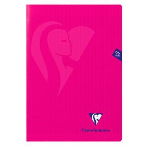 Clairefontaine Lot de 10 Cahier Mimesys A4, 96p./48 feuilles 90 g/m² piquées, coloris rose, Séyès - 3329683161615_0