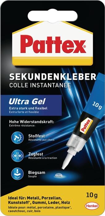 Colle instantanée Ultra Gel 10 g incolore - tube PATTEX - gel flexible, imperméable et résistante aux chocs_0