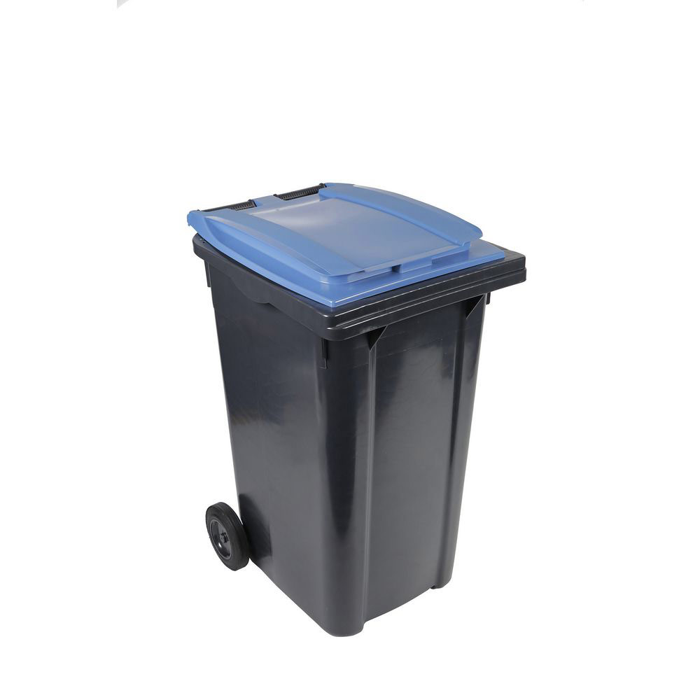 CONTENEUR POUBELLE MOBILE 2 ROUES - 240 LITRES PRISE FRONTALE - COUVERCLE BLEU