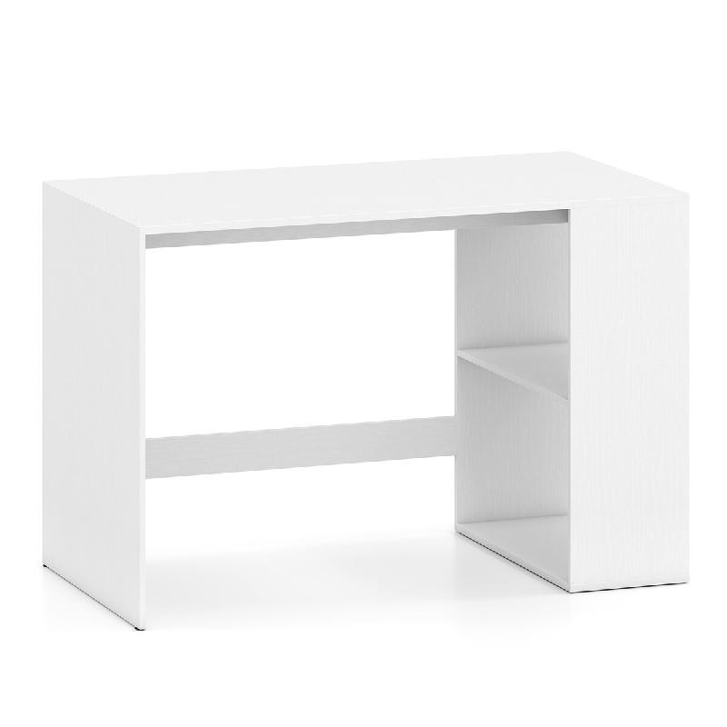 COSTWAY Bureau avec Rangement, 2 Étagères Latérales Ouvertes, Grande Surface, PC Gain de Place, 112x60x75 cm - blanc Bois manufacturé ON33264IT_0