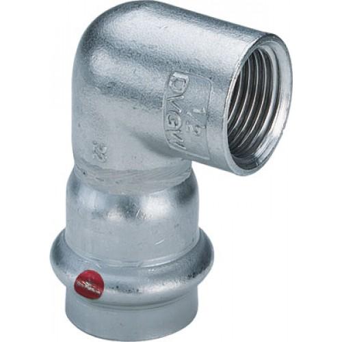COUDE 90° ÉLECTROZINGUÉ FEMELLE Ø 22 À SERTIR TARAUDÉ MÂLE 20/27 VIEGA