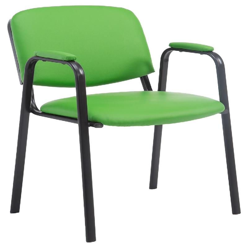 Décoshop26 - Chaise visiteur avec accoudoirs intégrés zone d'attente en PVC vert piètement à 4 pieds en métal noir 10_0008644 - 3000266763159_0