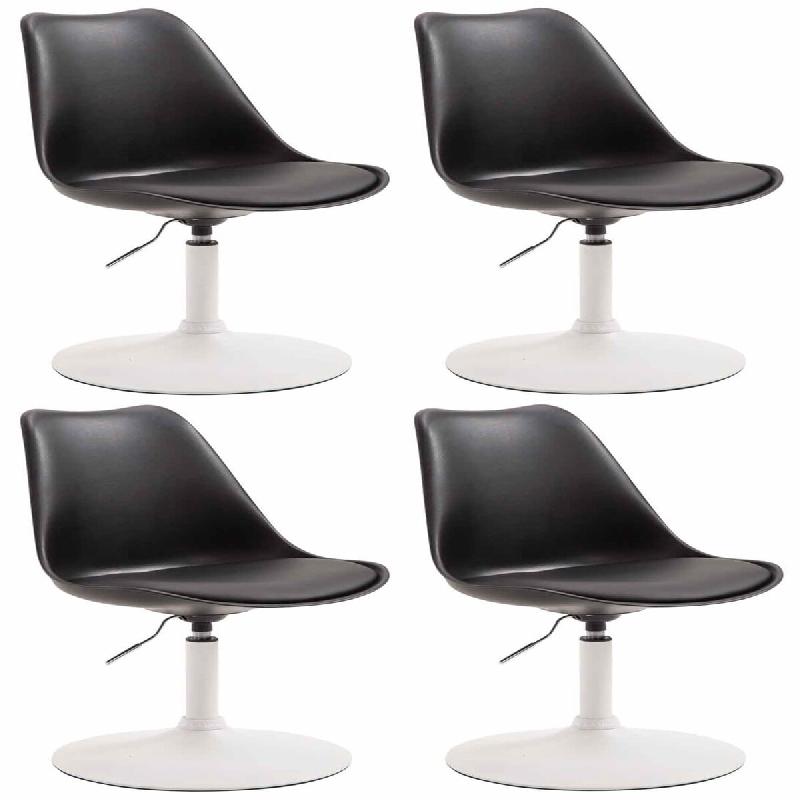 Décoshop26 - Lot de 4 chaises de salle à manger pivotant et hauteur réglable siège en plastique noir cadre en métal aspect chromé 10_0006410 - n_0