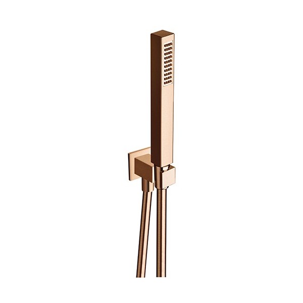 ENSEMBLE APPLIQUE PRISE D'EAU DOUCHETTE FLEXIBLE CARRE OR ROSE BROSSE ROBINETTERIE HYDROTHERAPIE - CRISTINA ONDYNA PD44334P